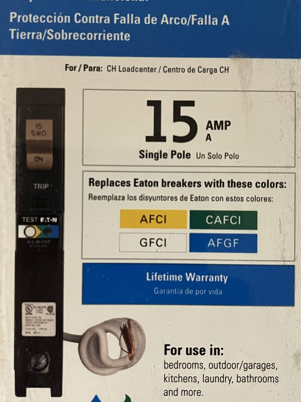 New Eaton CHFN115A1CS 15-Amp 1-Pole Dual Function AFCI/GFCI Breaker 4-Pack