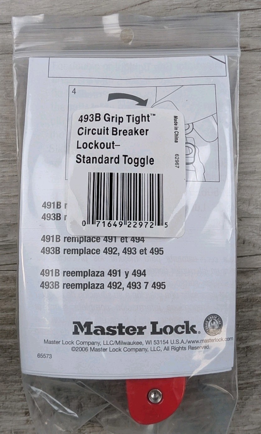 Master Lock 493B Grip Tight Circuit Breaker Lockout Standard Toggle Pack of 6