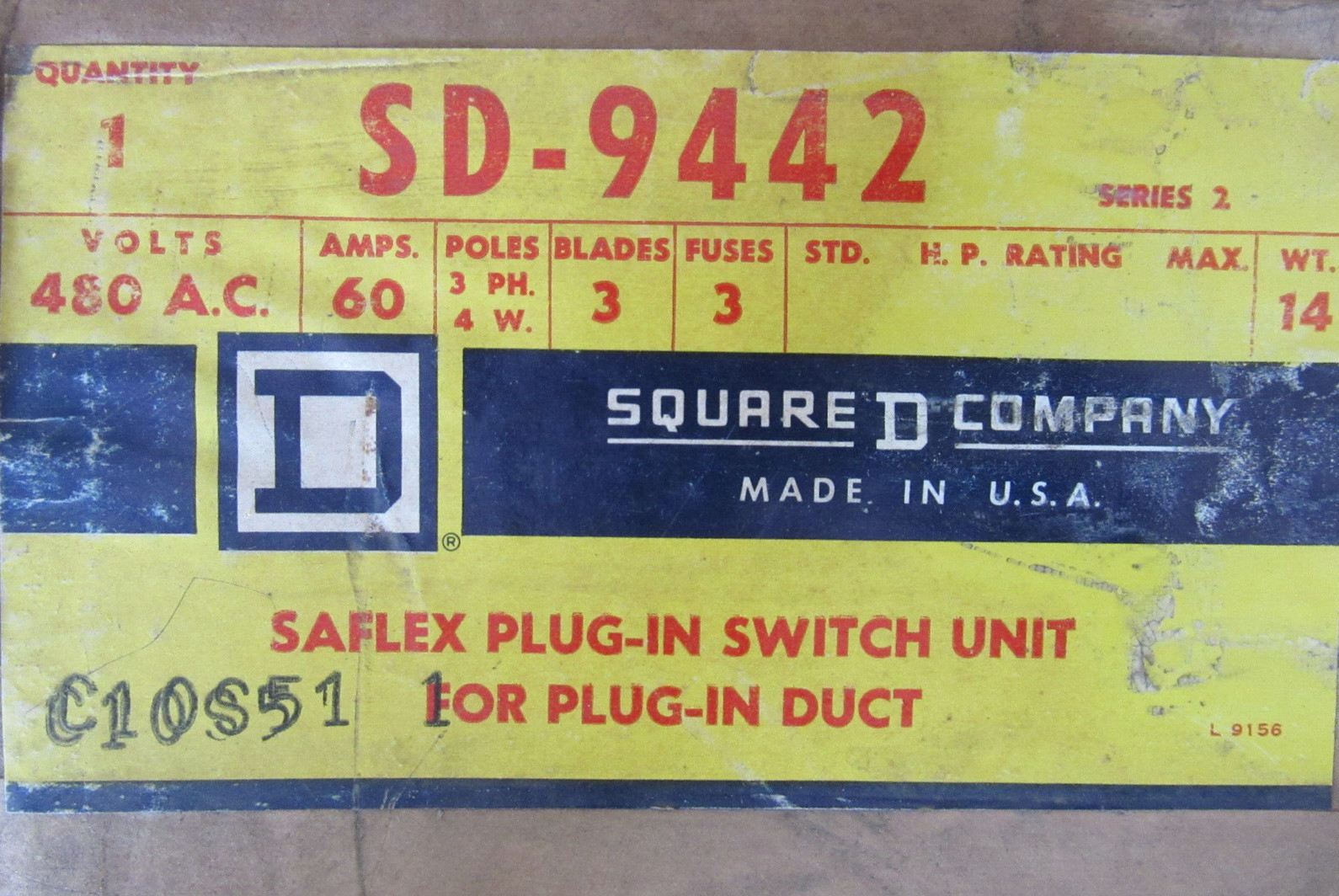 Square D SD-9342 Saflex Plug-In 60A 3-Phase 600V Bus Plug Unit Series 2 NEW!!!