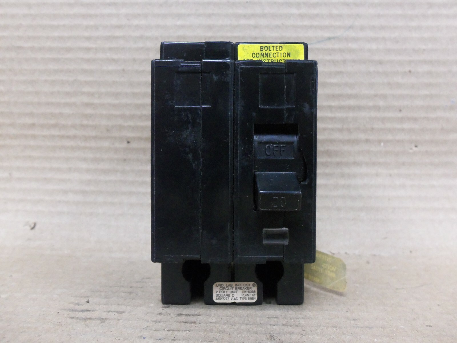 Square D EHB24020 2 Pole 20 Amp 120V Circuit Breaker Flawed