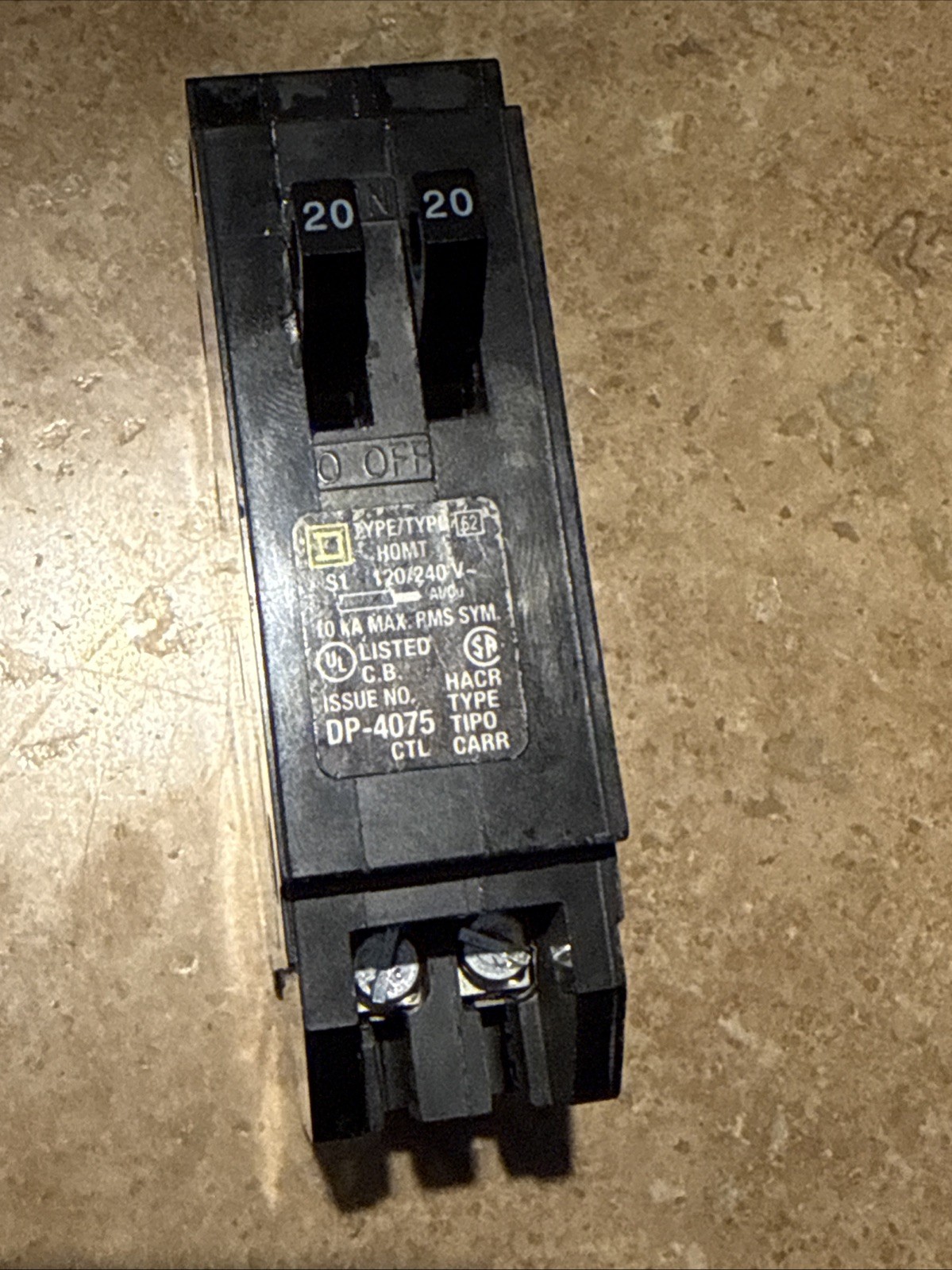 Square D HOMT2020 Homeline 20 amp Twin 1 Pole Tandem Circuit Breaker