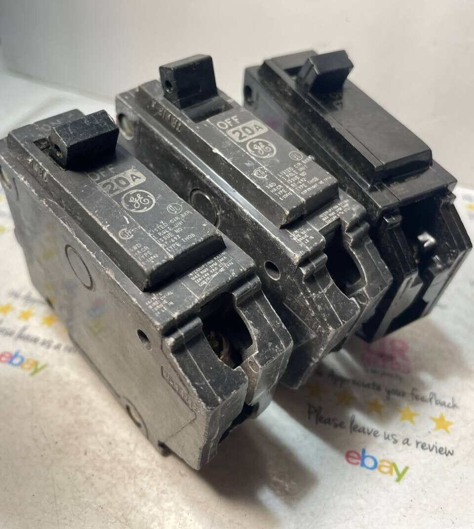 GE THQB1120 CIRCUIT BREAKER 20 AMP 120/240 VAC 1 POLE BOLT ON TQB1120 USED lot 3