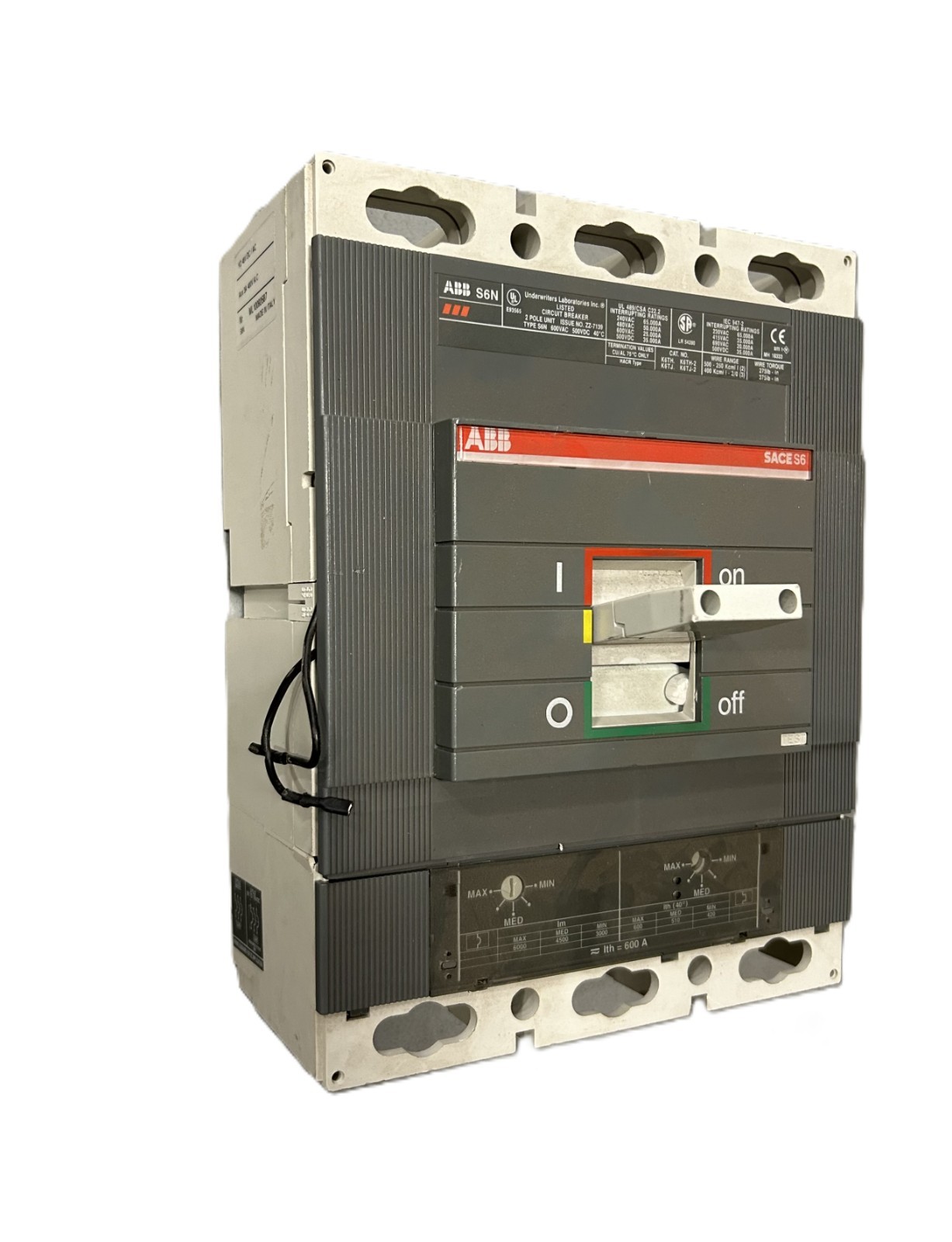 ABB SACE S6 S6N Circuit Breaker 600A 2-Pole 600VAC