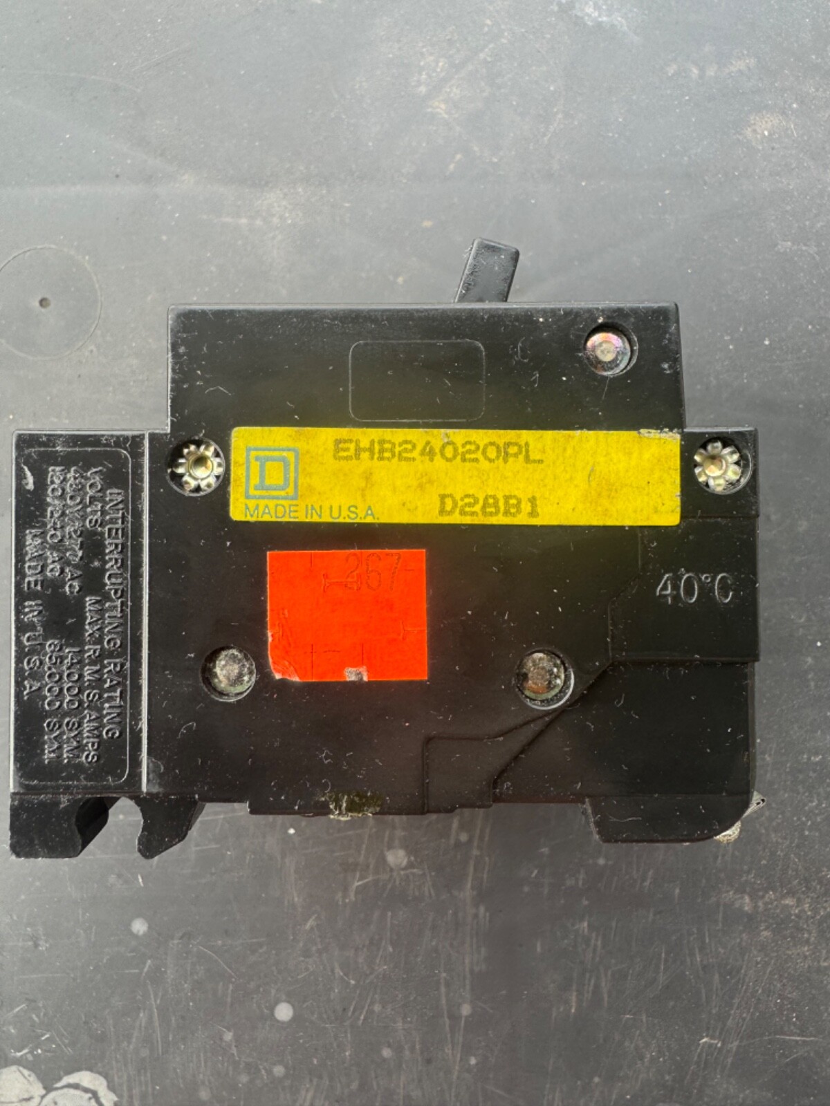 Square D EHB24020PL 20 Amp 2 Pole Circuit Breaker 277 VAC EHB Power Link