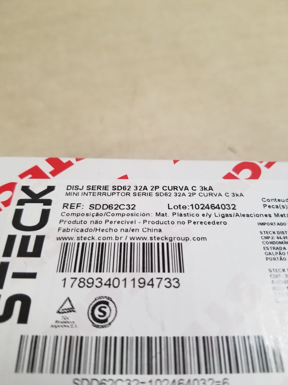 Steck SD62 Mini Interrupter 32A 2P Circuit Breaker SDD62C32 – Box Of 6