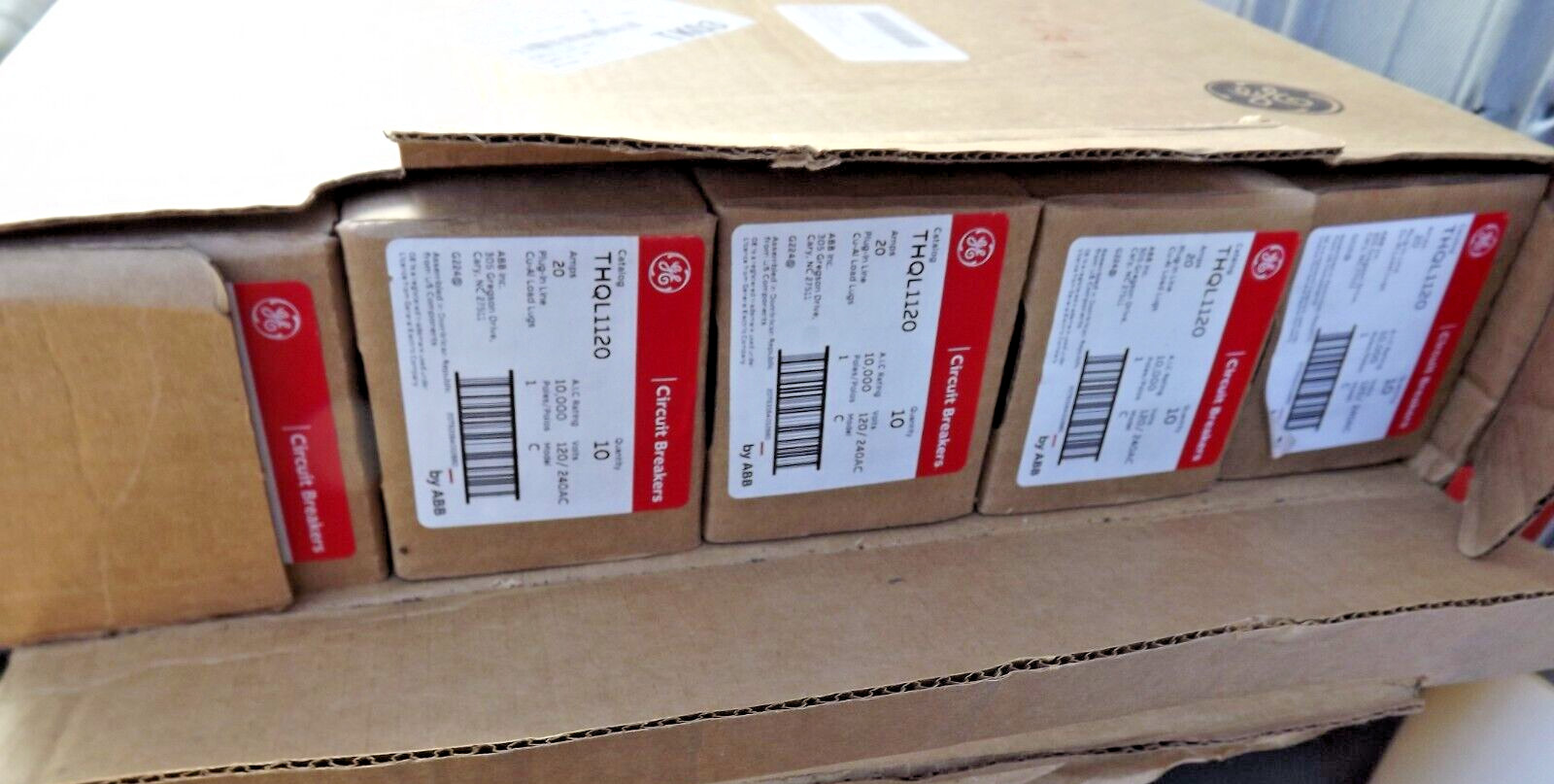 two (2) new GE General Electric THQL1120 20-Amp 1-Pole 120/240VAC Breakers