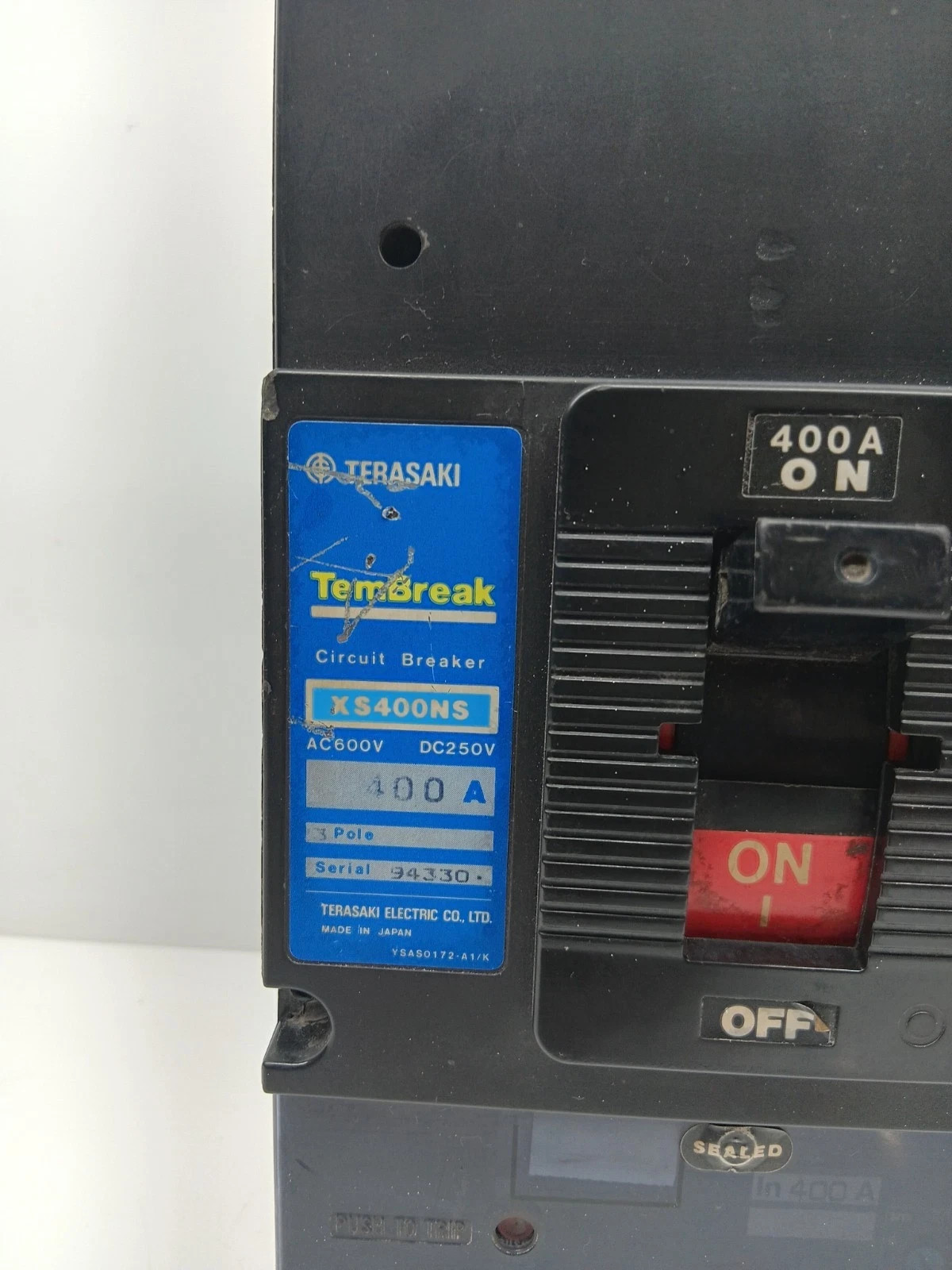 TERASAKI XS400NS TEMBREAK 3 POLE 400 AMPS CIRCUIT BREAKER AC600V DC250V