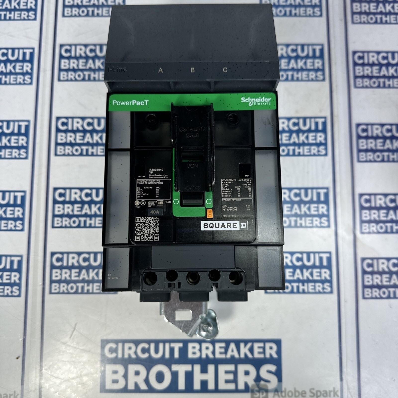 Square D BJA36040YP 40 Amp 600 Vac 3 Pole Circuit Breaker-Warranty(New Take Out)
