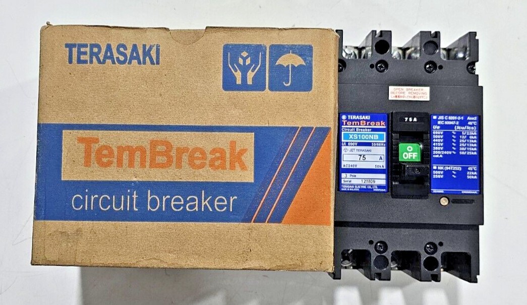 TERASAKI TEMBREAK CIRCUIT BREAKER XS100NB 75A 690V 25KA