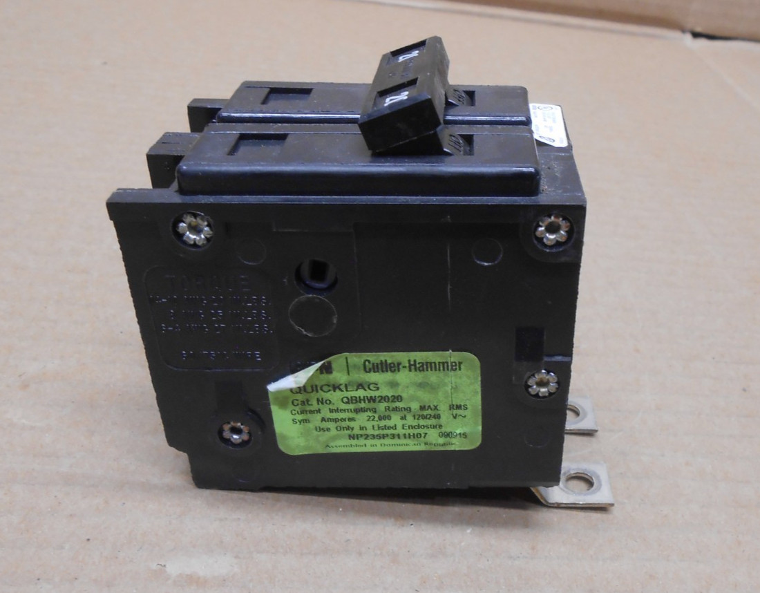 EATON QBHW QBHW2020 CIRCUIT BREAKER WHITE 20 AMP 2P 120/240V 22KA (5 AVAILABLE)