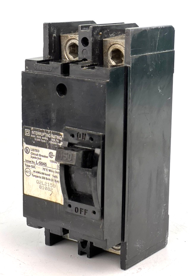 Square D Q2L2150 150 Amp 2 Pole Circuit Breaker Q2L 2P 150A 240V — Grease on Lug