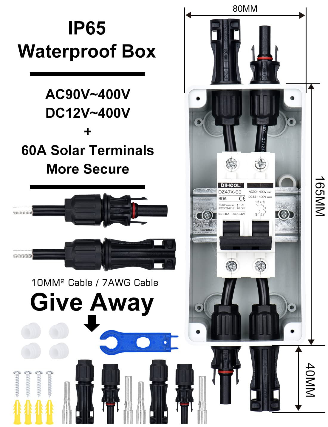 60 Amp Solar Disconnect Switch Dc Circuit Breaker With Cover Outdoor
