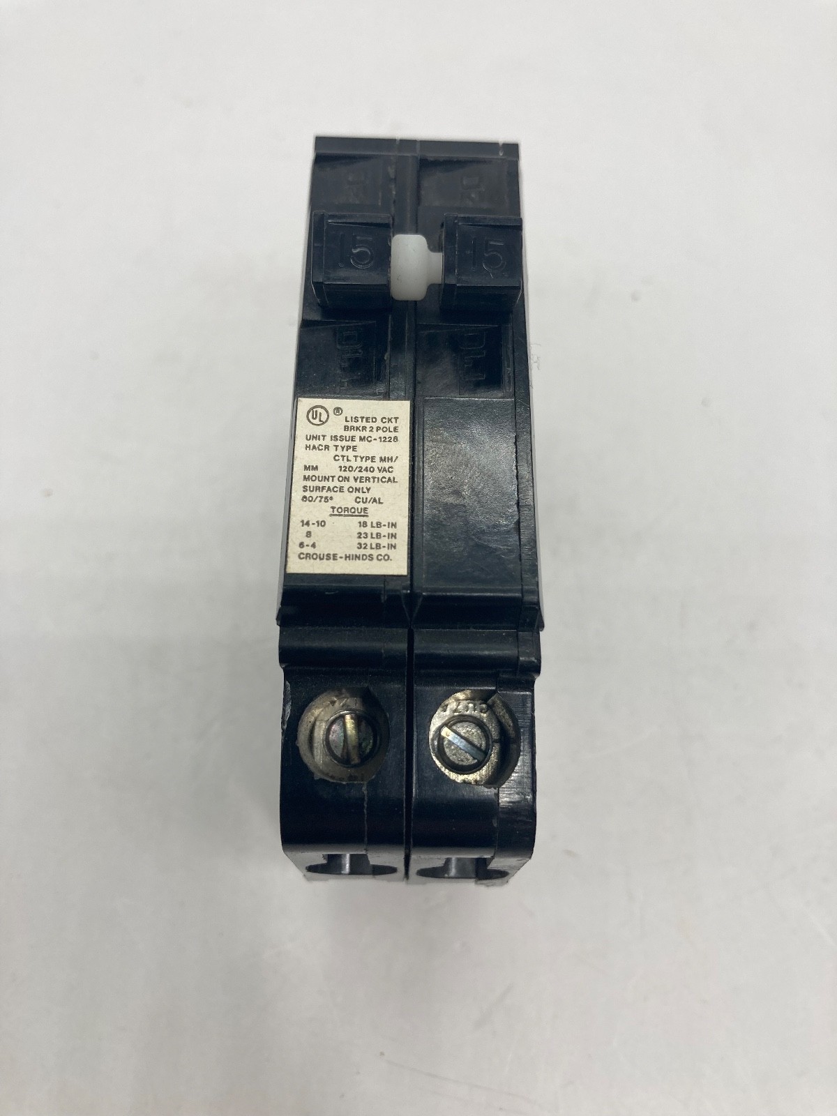 Crouse Hinds MH215 2 Pole 15 Amp 120/240V Plug In Type MH/MM Circuit Breaker NOS