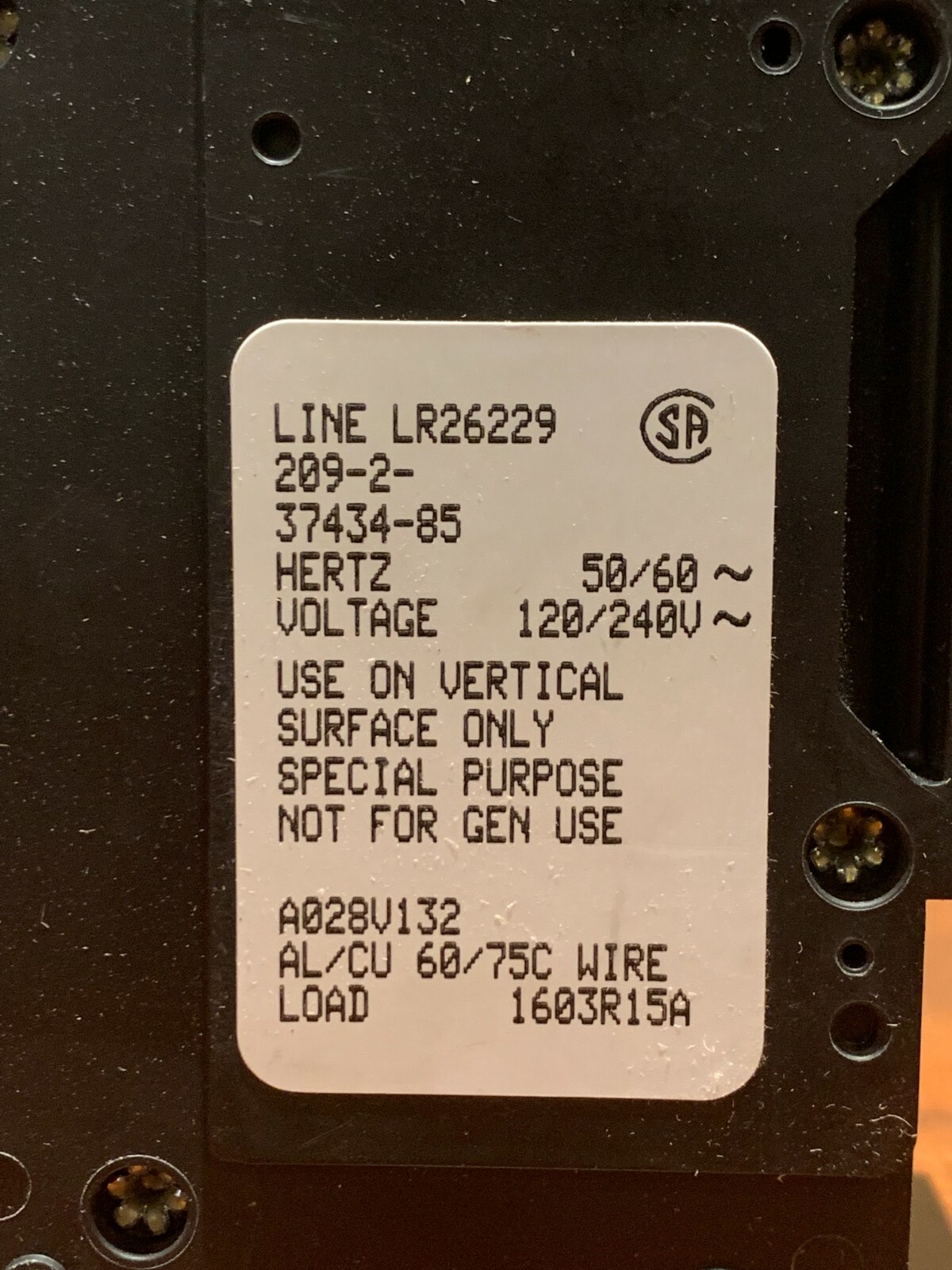 New 85 Amp AirPax LR26229 2 Pole 120/240V Circuit Breaker | Cummins A028V132