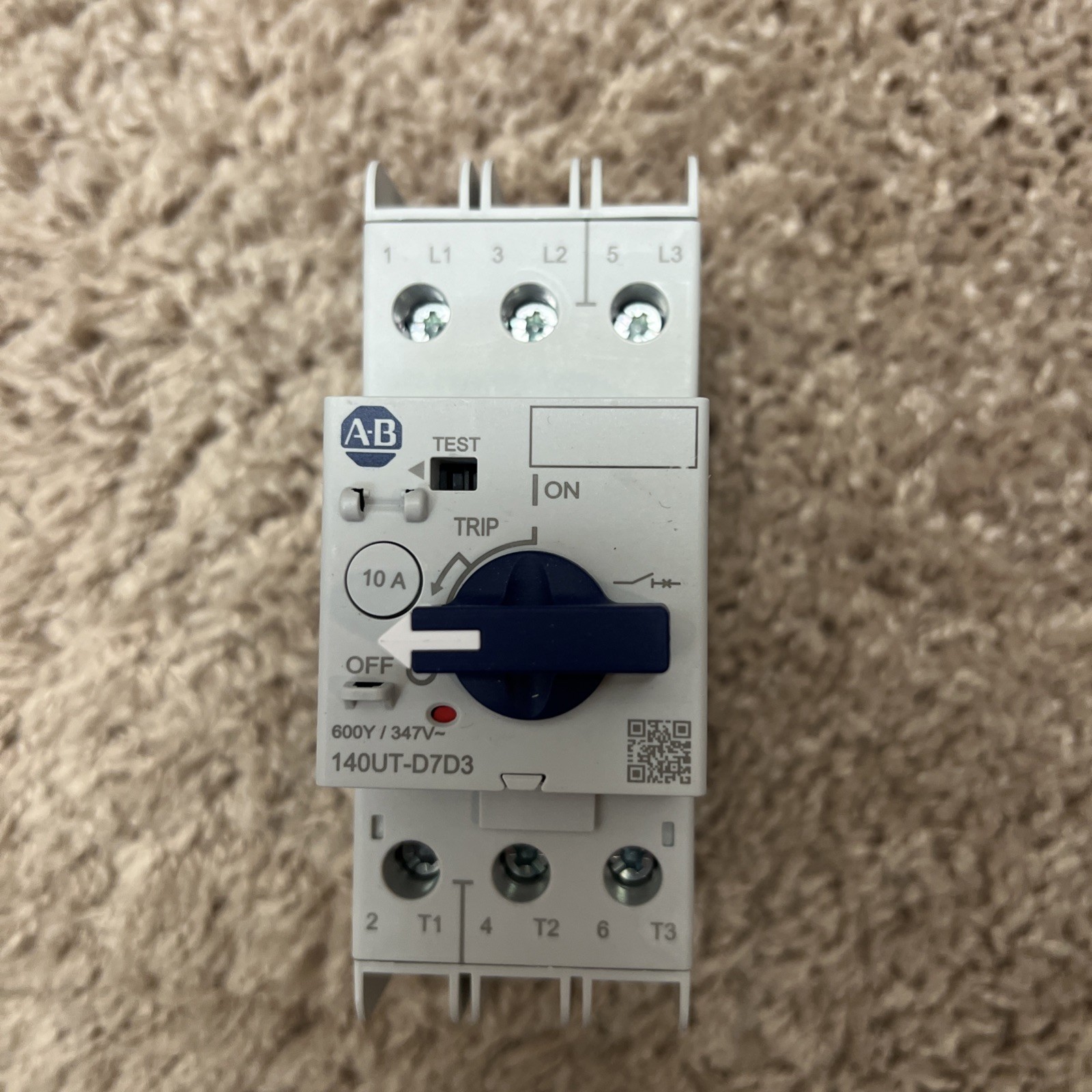 Allen Bradley 140UT-D7D3-C10 Series A Circuit Breaker, 3 Pole, 10A, 480Y/277 VAC