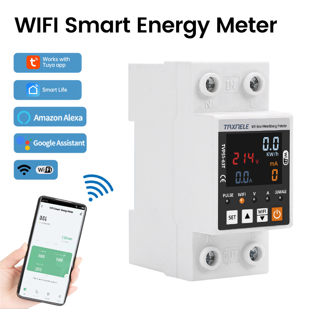85~300VAC 63A Tuya WIFI Intelligent Control Single Phase Power Protector 50/60hz