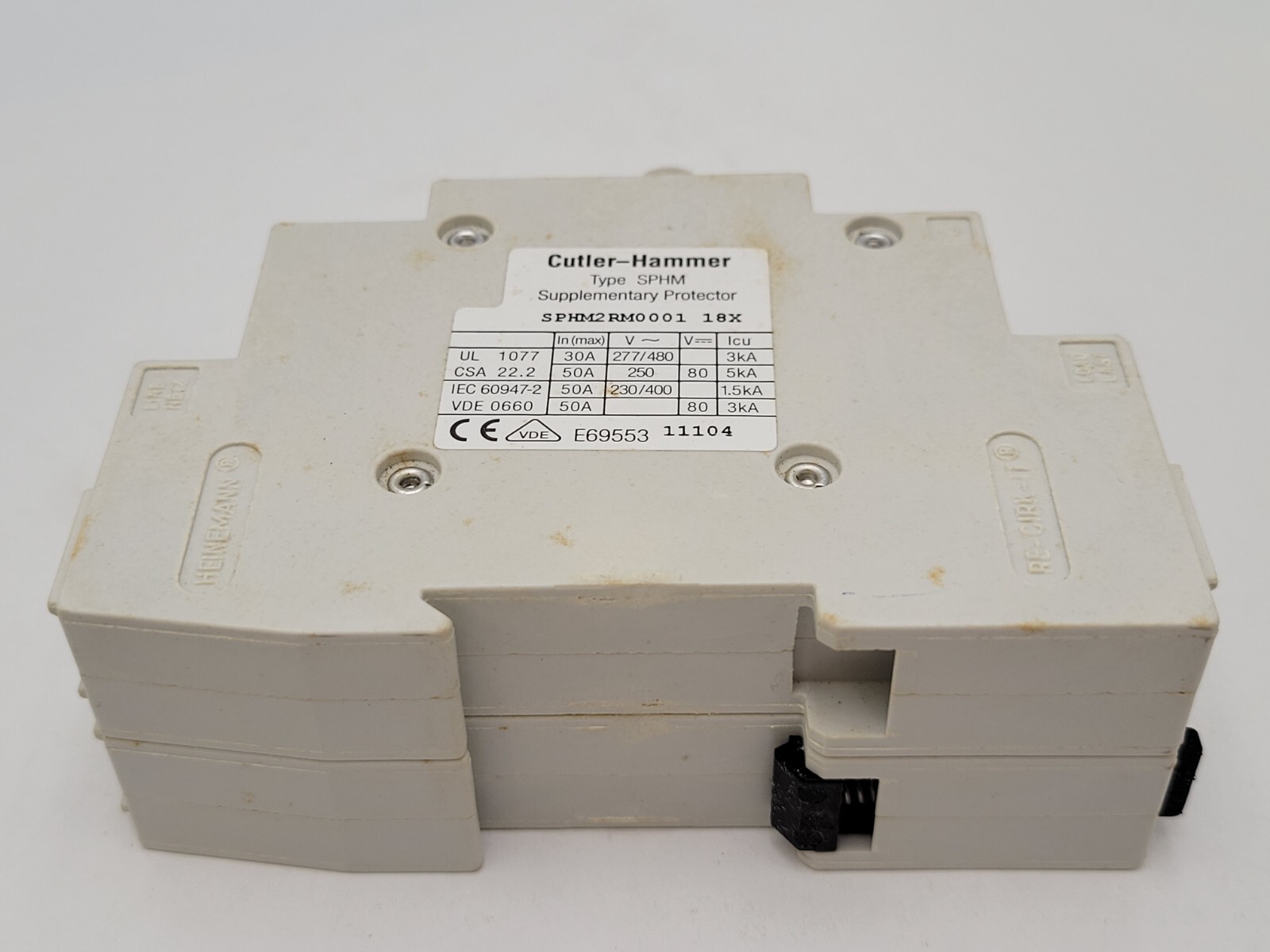 Cutler-Hammer SPHM2RM0001 DIN Rail Circuit Breaker 1A 277/480V 2P 1PH Type SPHM