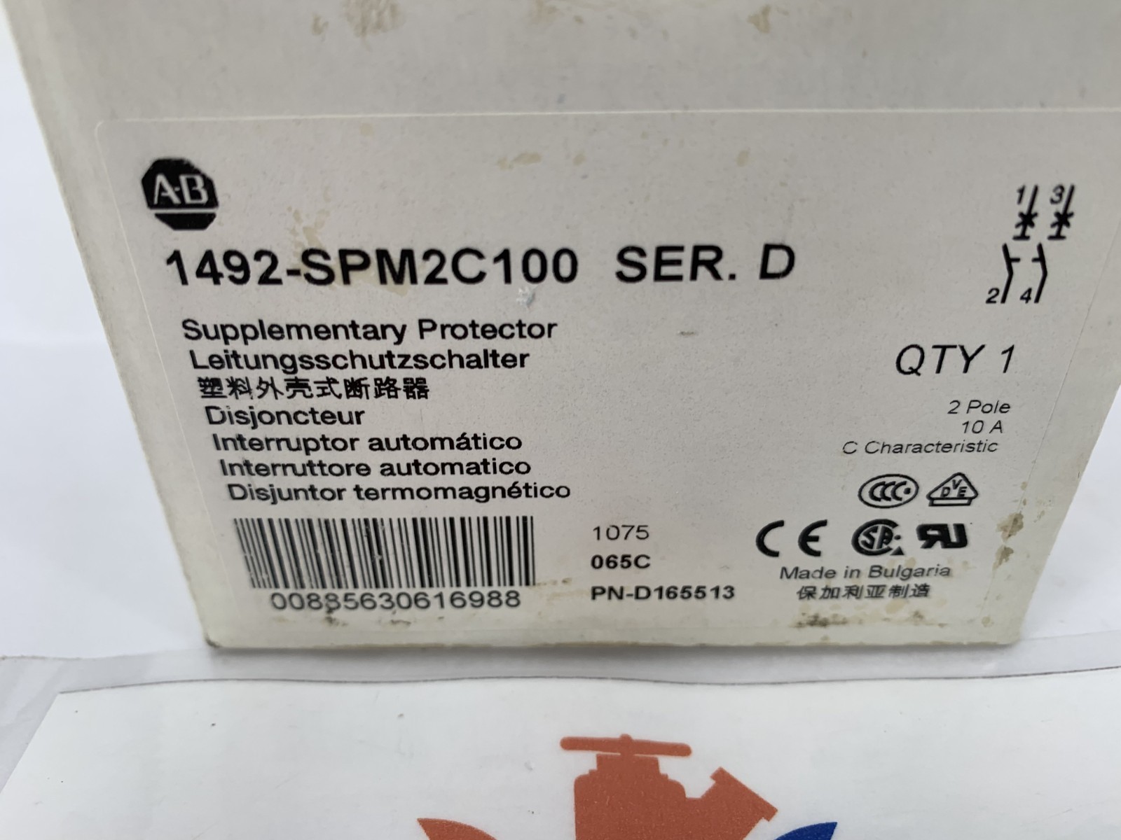 Allen-Bradley 1492-SPM2C100 2P 10A 480Y Supplementary Protector Circuit Breaker