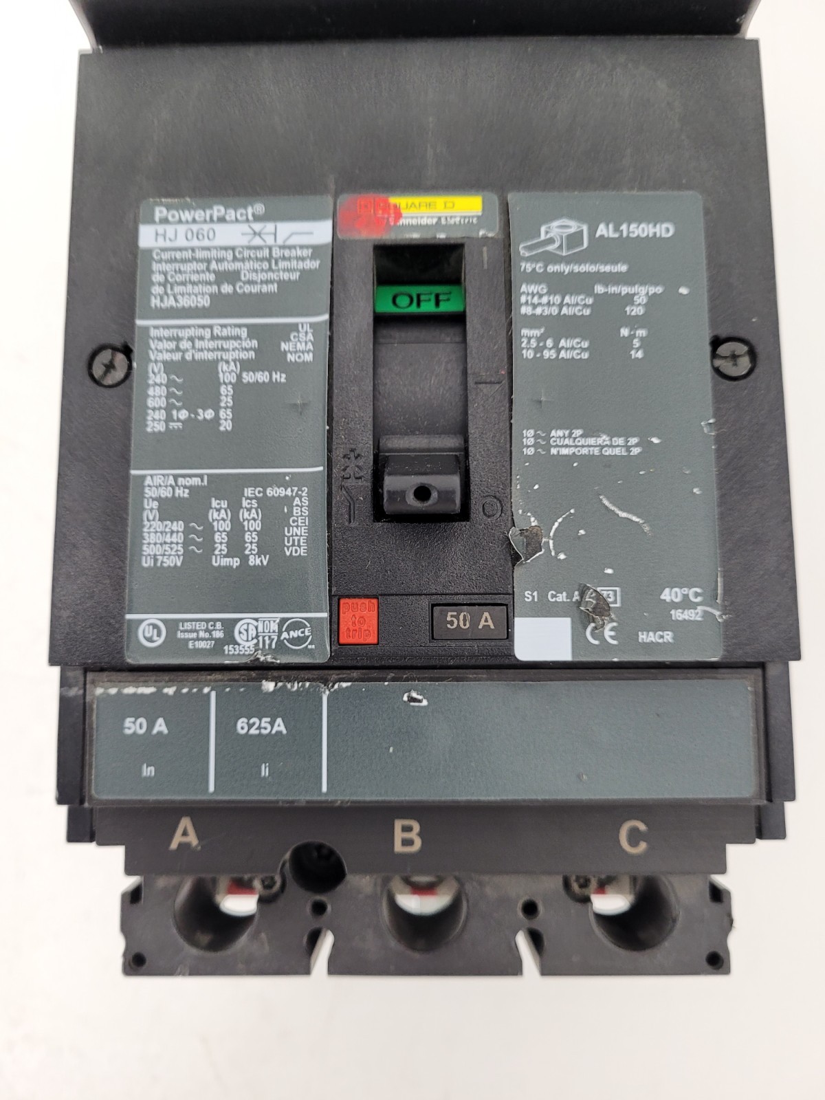 HJA36050 Square D 50 Amp Circuit Breaker 600V – Next Day Option