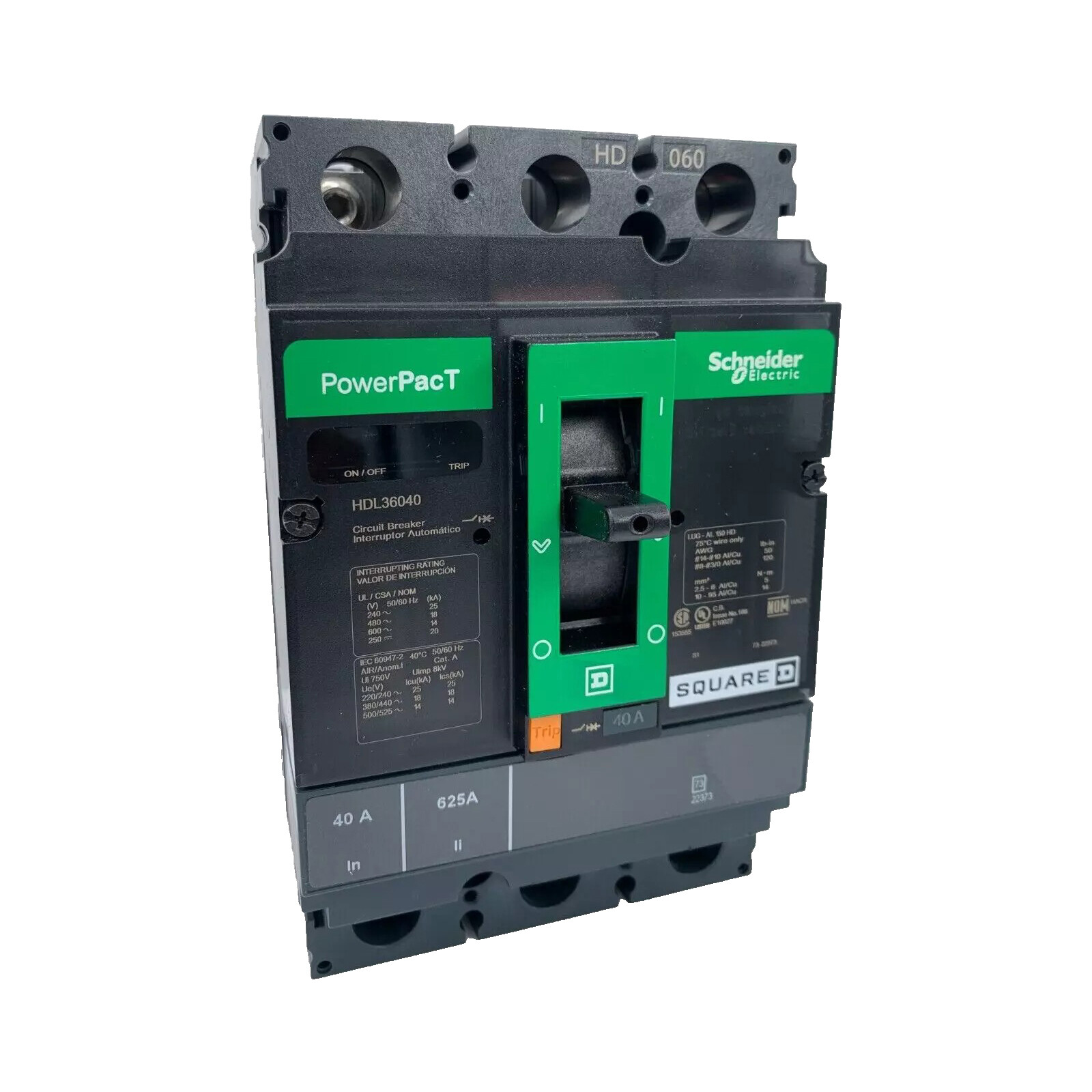 NIB – Square D – HDL36040 – Powerpact H 40A, 3-Pole Circuit Breaker