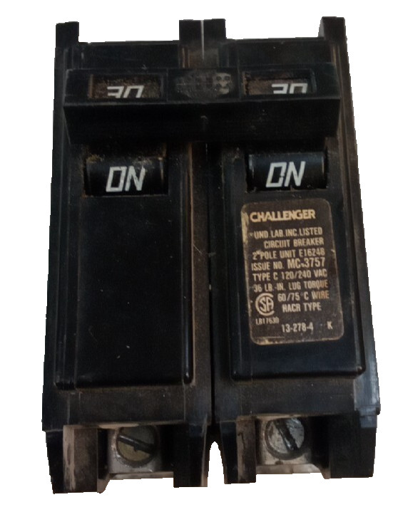 CHALLENGER/BREAKER/C230/30A/2P/ 120/240V/COMMON TRIP /TYPE C/ GROVE/USE(B6D1