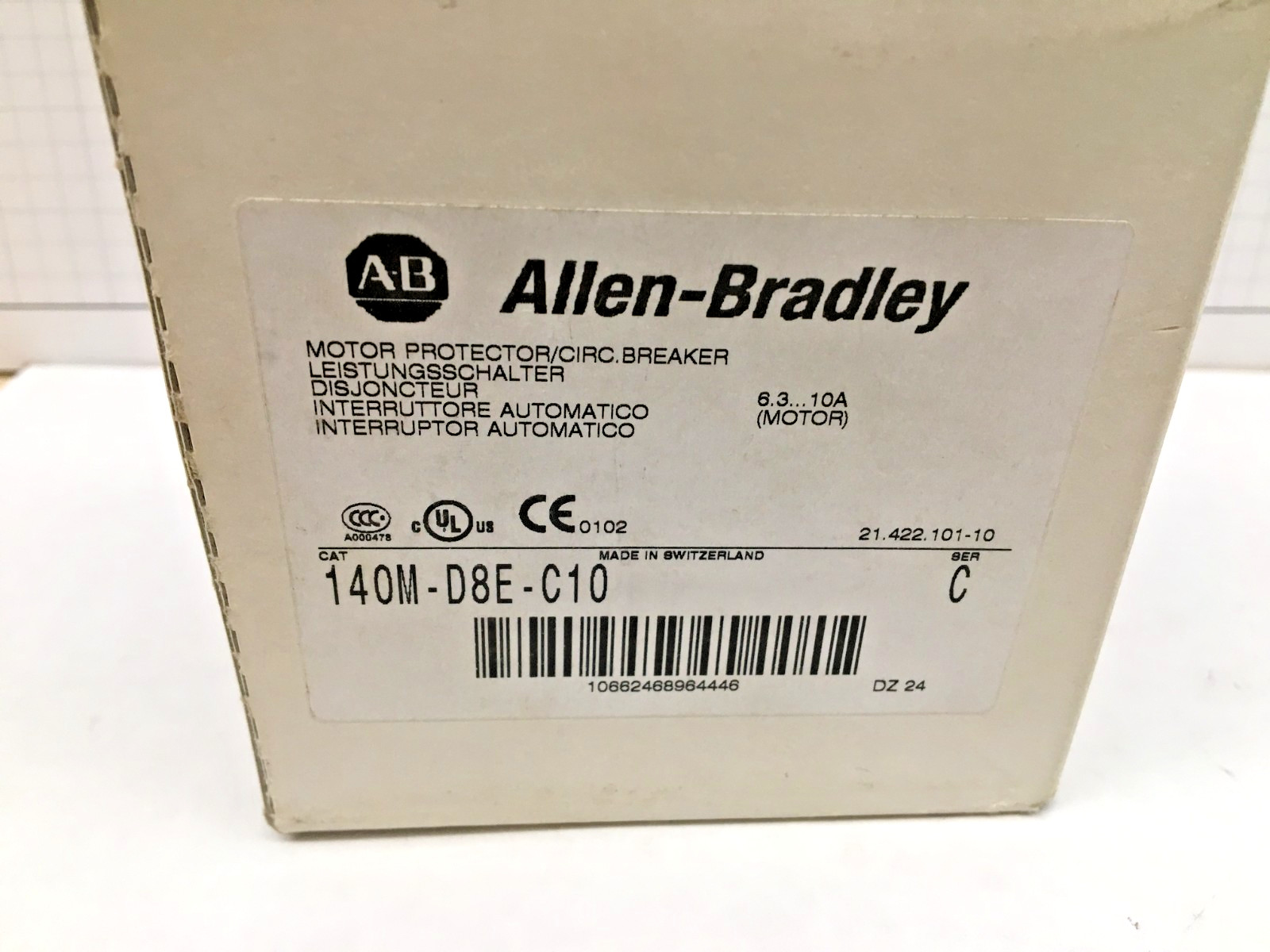 New Allen Bradley 140M-D8E-C10 Ser. C Motor Circuit Breaker 6.3-10A