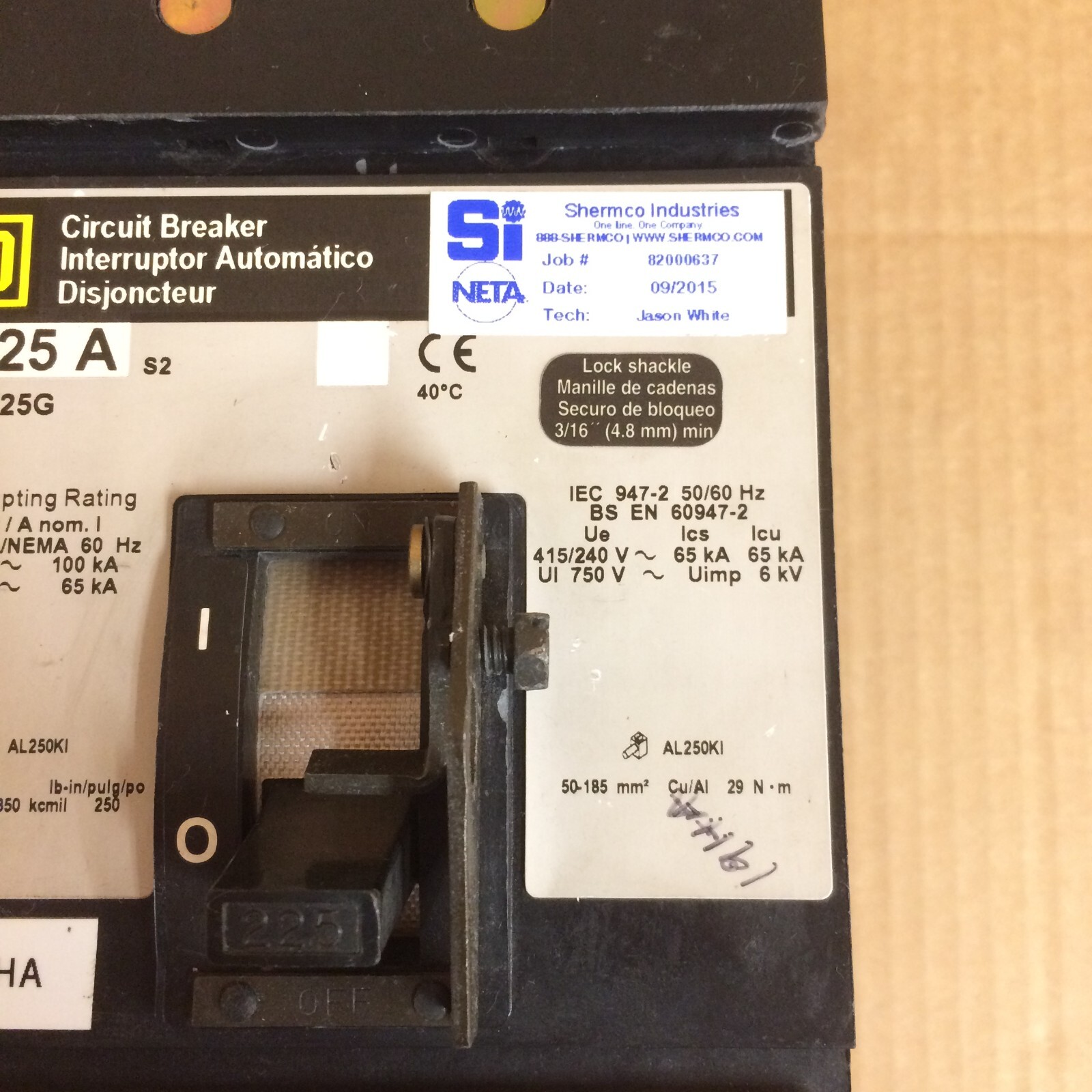 Square D KC34225G I-Limiter Circuit Breaker w/ GFM250KA Ground Fault Module