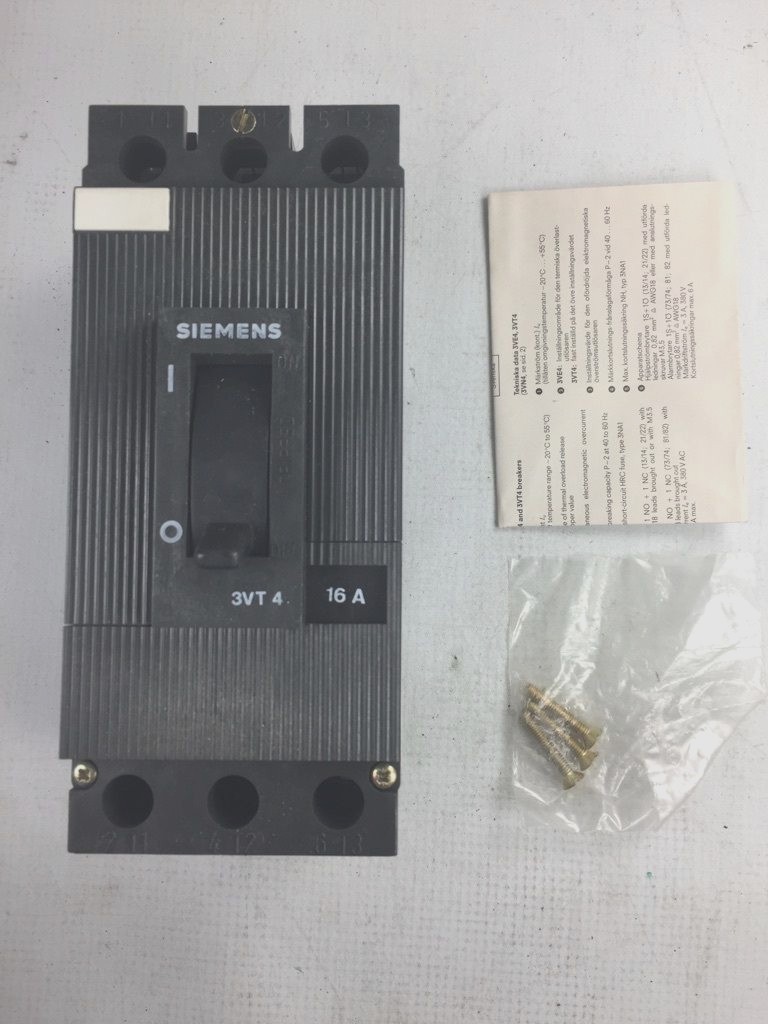 Siemens 3VT4200-0BM00 Circuit Breaker 3 Pole 16 Amps 600V – New