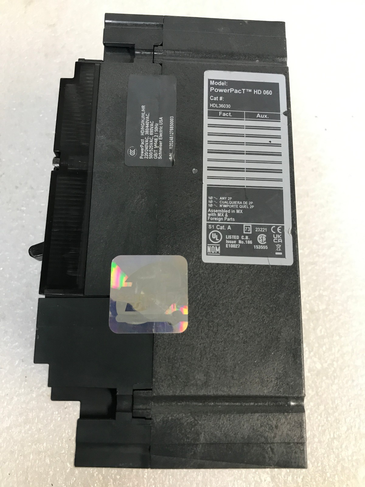 Square D/PowerPacT HD 060 Cat # HDL36030 3 Poles Circuit Breaker ( 30AMPs )