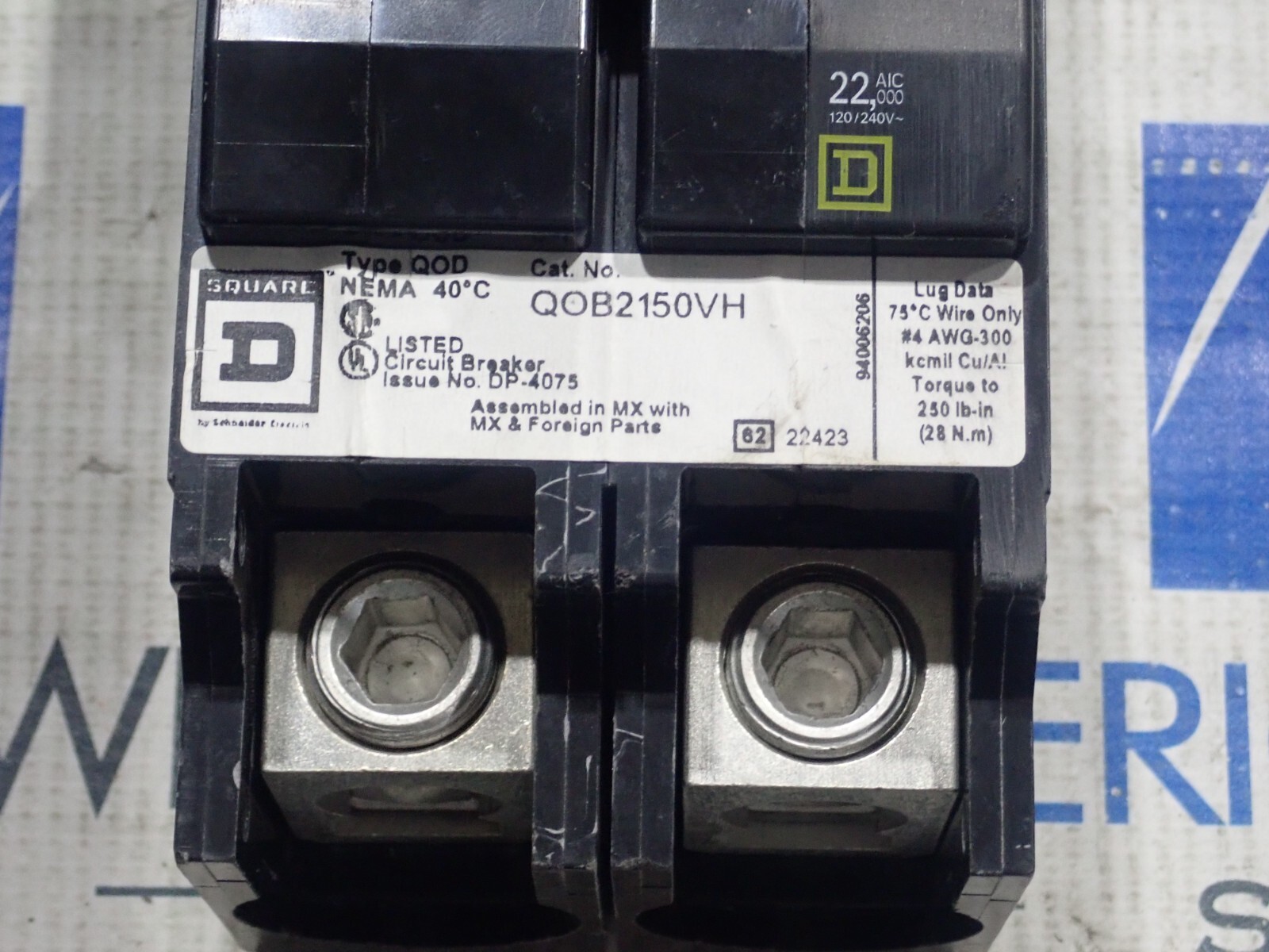 Square D QOB2150VH 2 Pole 150 Amp120/240V 22KA Circuit Breaker Tested