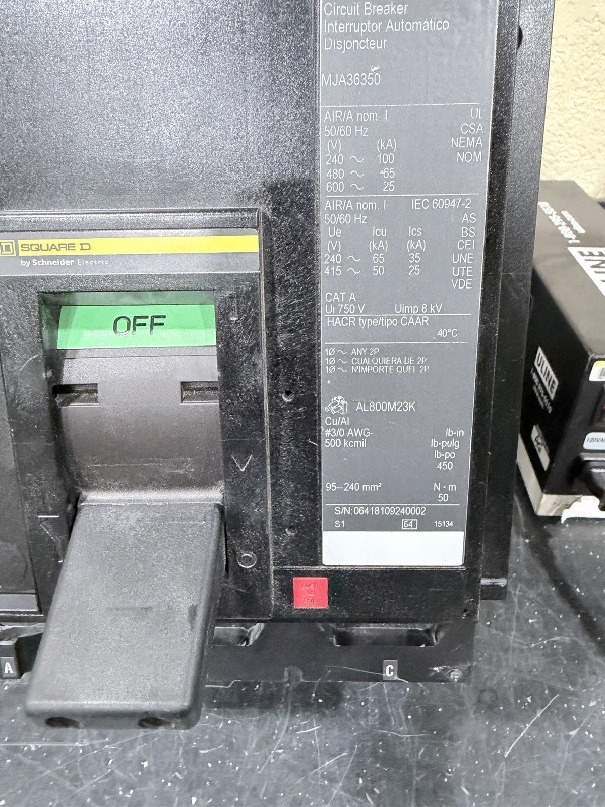 SQUARE D MJA36350 350A 600V 3P {AIC}K USED