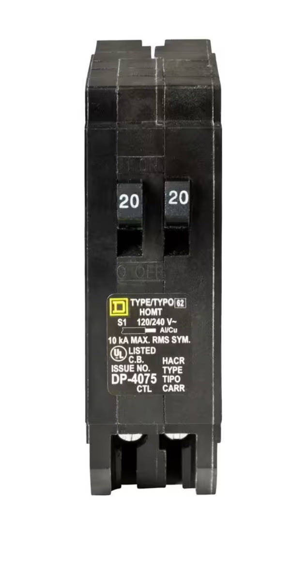 Square D HOMT2020 20 Amp 1-Pole 120/240V Tandem Circuit Breaker