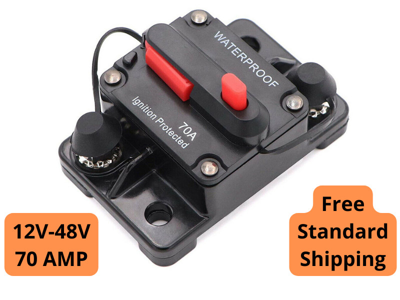 70 Amp Waterproof Circuit Breaker Auto/Marine/Solar 12-48V DC Manual Reset