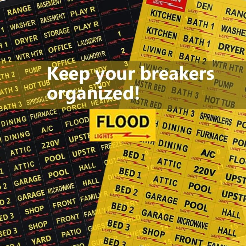 Circuit Breaker Labels 129 Pack Electrical Panel and Fuse Box Stickers Yellow
