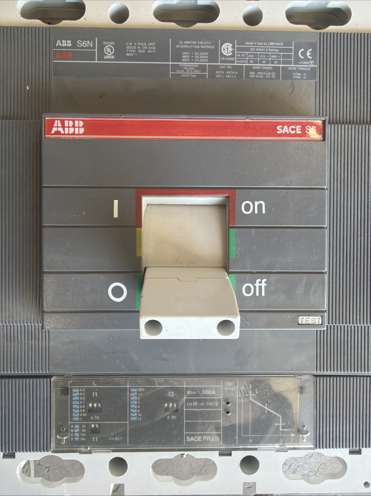 🔥 ABB SACE S6N S6 3-Pole 600A Industrial Circuit Breaker w/ PR211 ~ 1 Unit🔥