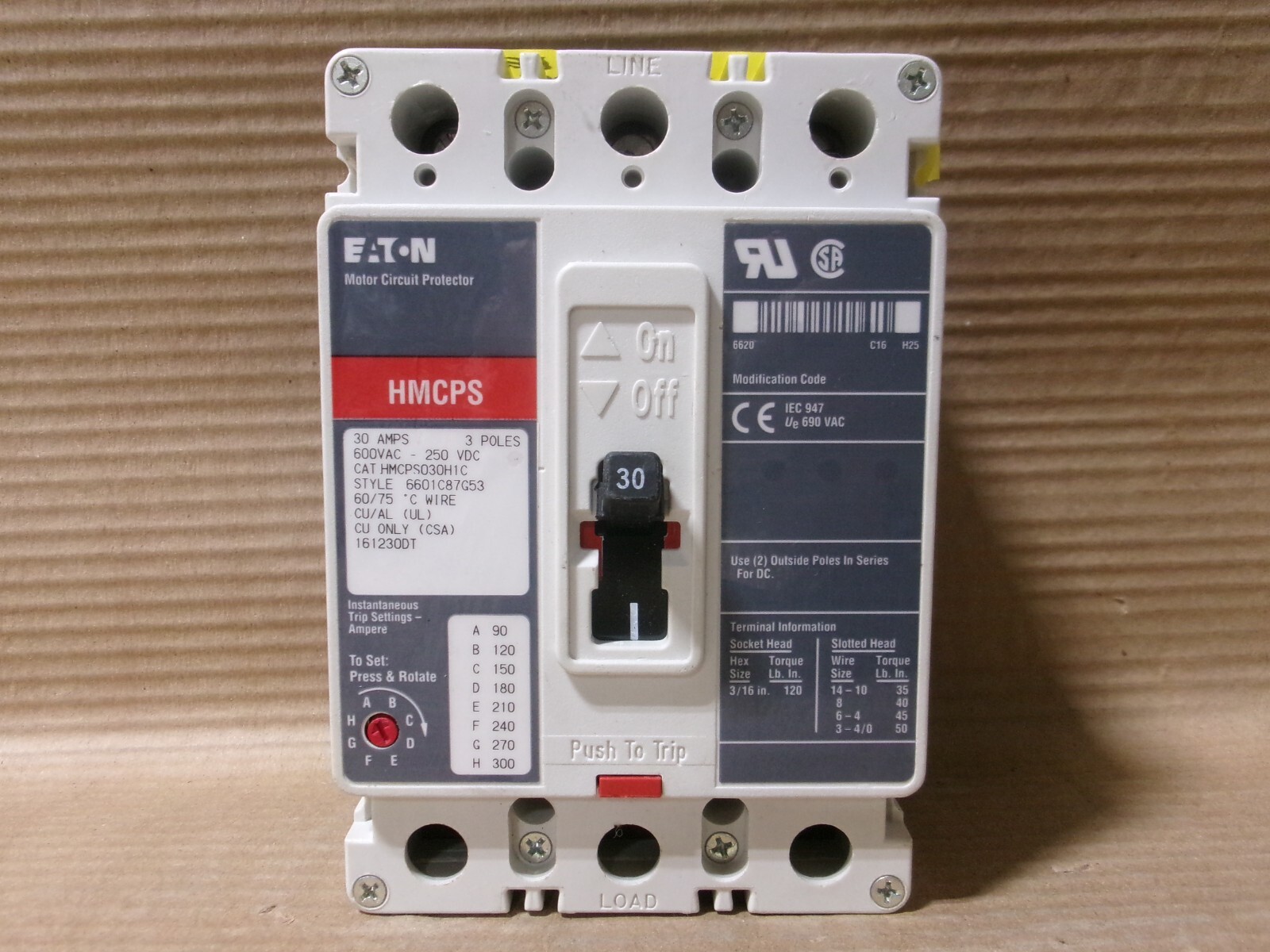 NEW Eaton Cutler Hammer HMCPS HMCPS030H1C 3 Pole 30 Amp 600v Circuit Breaker NTO