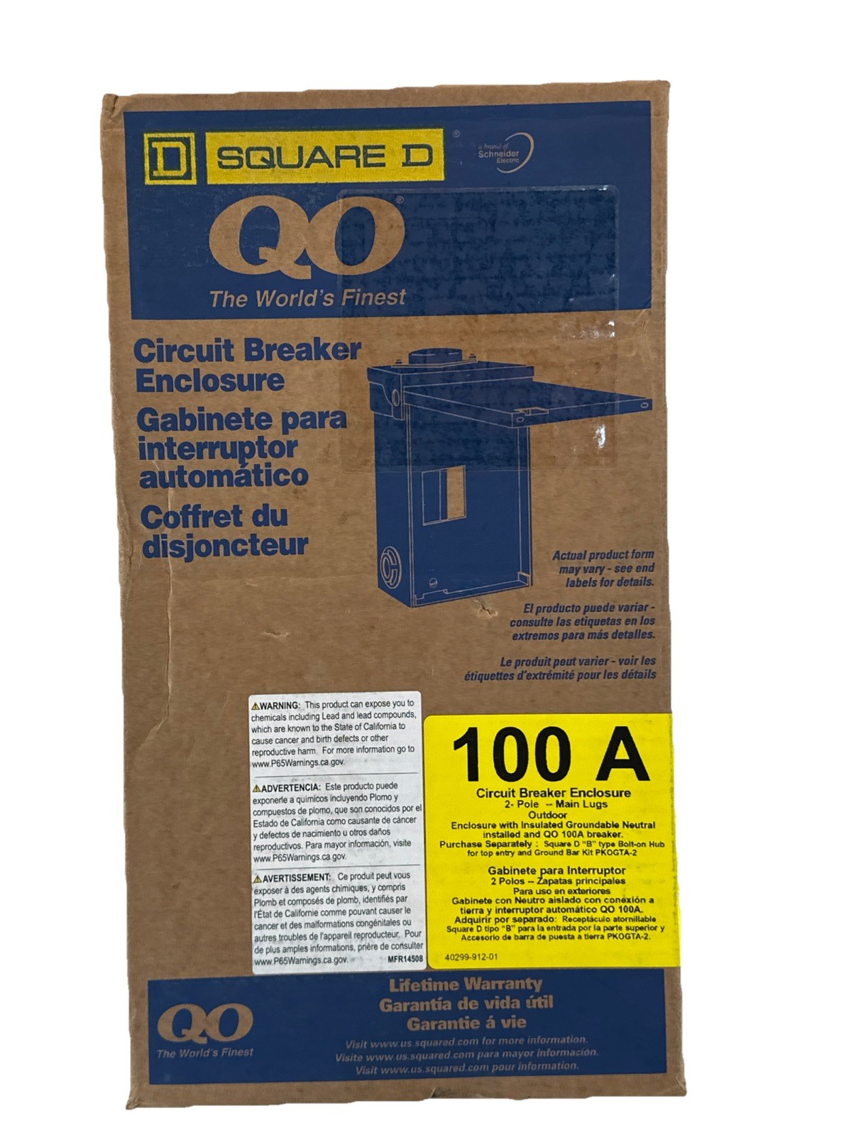 Square D Circuit Breaker Enclosure With 100 A 2 Pole Main Breaker QO2100NRBCP
