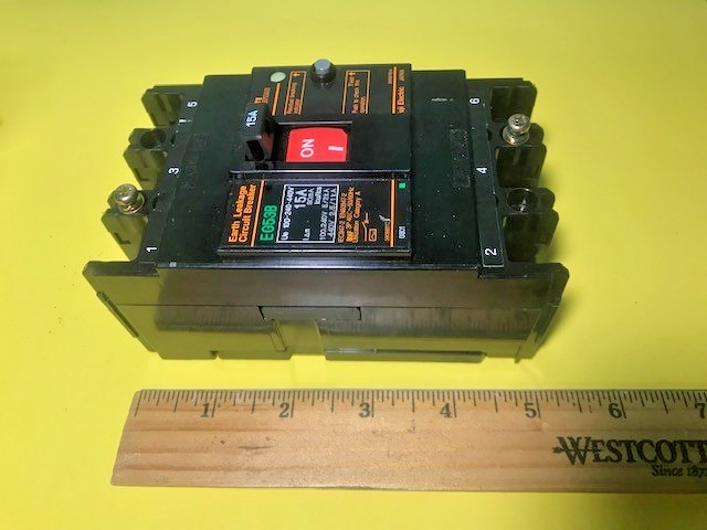 1 Fuji EG53B Circuit Breaker 15 Amp 100-200-440V 30mA W/Mounting Screws Multiple
