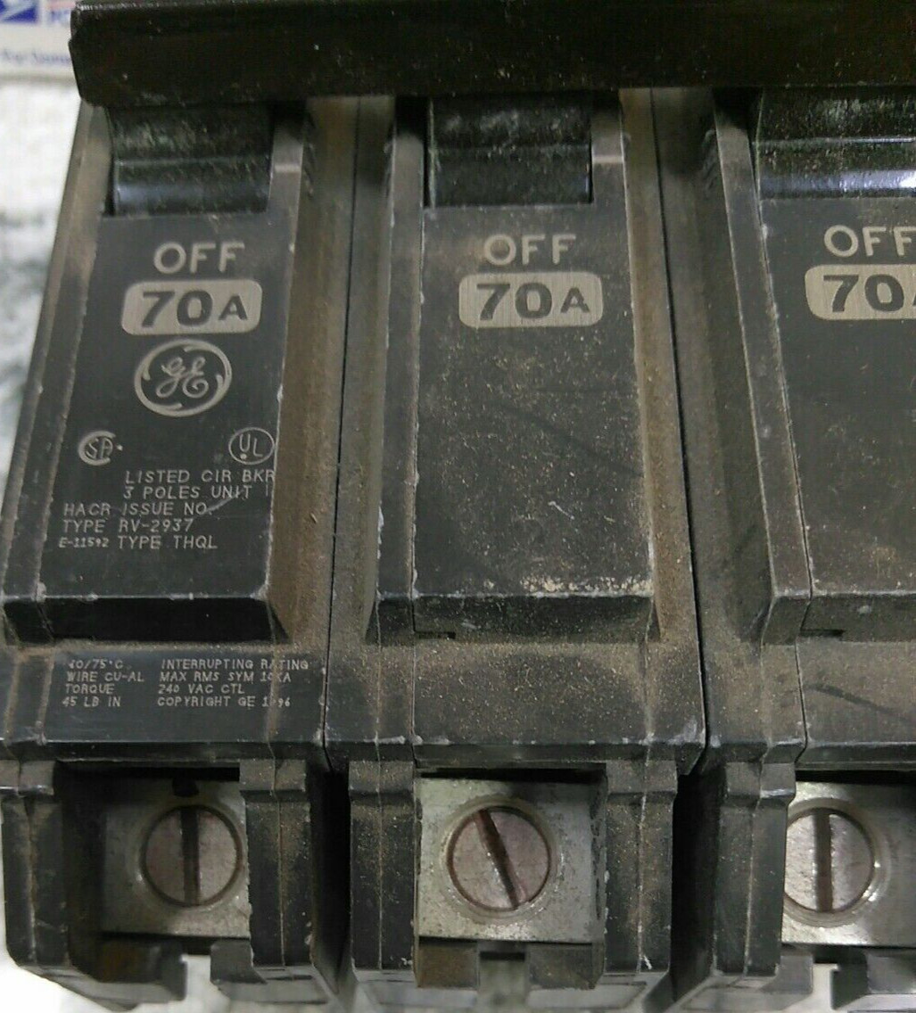 GENERAL ELECTRIC/BREAKER/ THQL32070 /3 POLE /70AMP /240VAC/THQL/GROVE/USE(L182