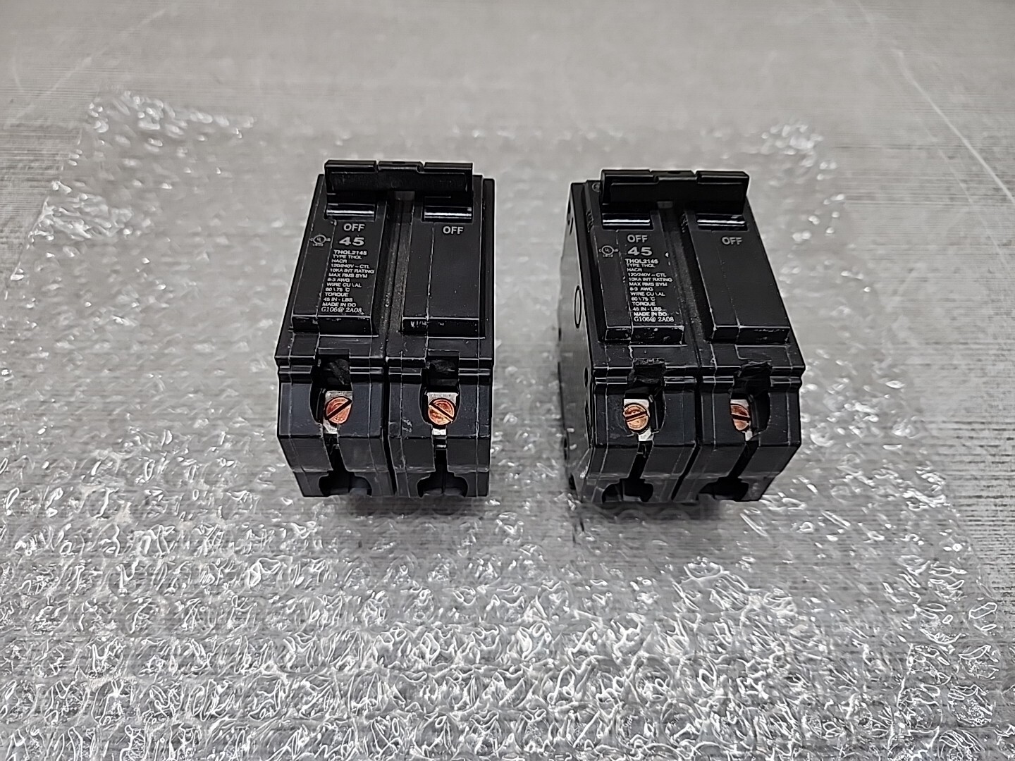 Lot of 2 GE THQL2145 Circuit Breaker 2P 45A 120/240V ( NEW )