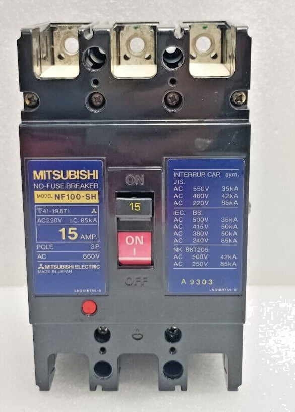 MITSUBISHI NF100-SH 3-POLE NO-FUSE CIRCUIT BREAKER 15A 660V NEW FAST SHIPPING