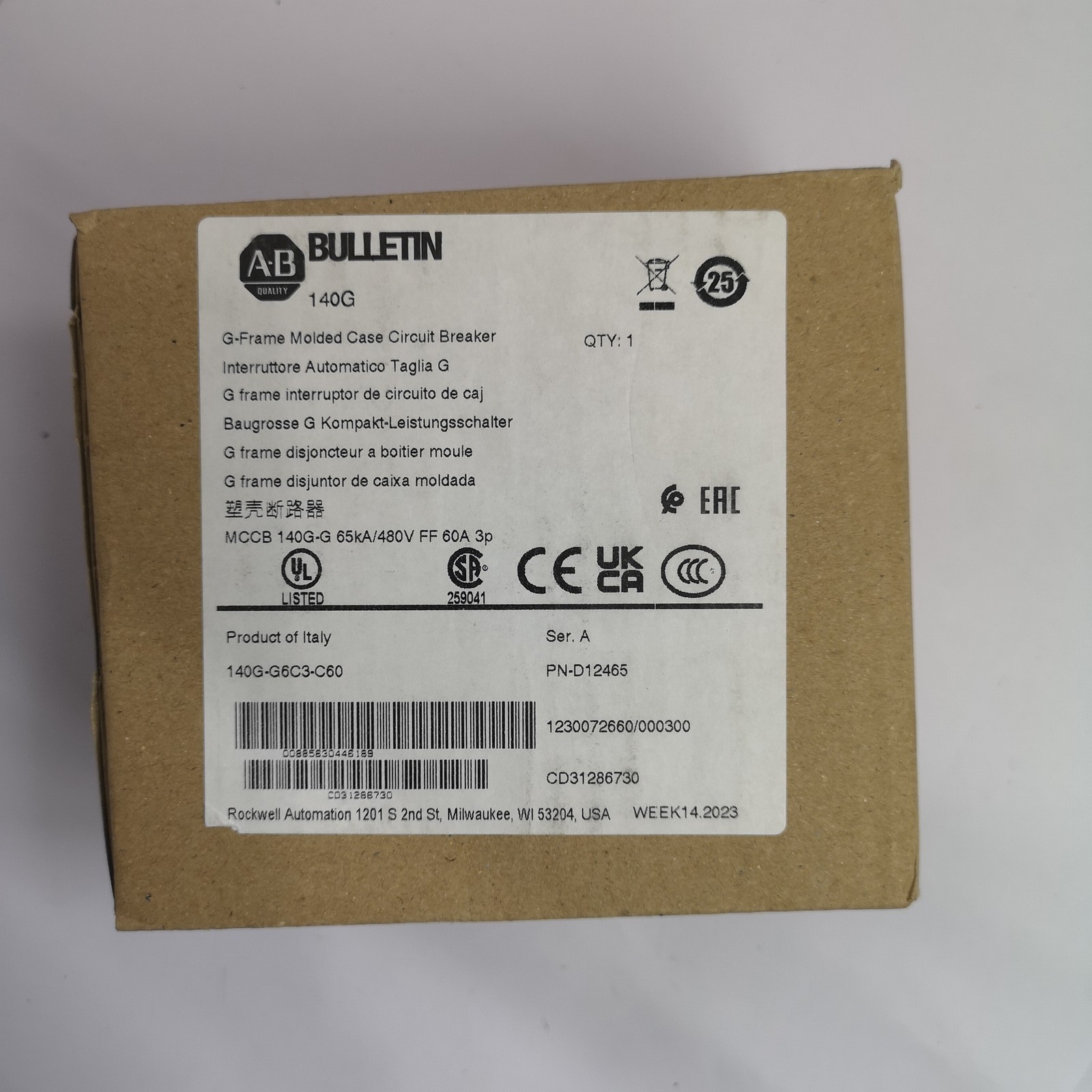 Allen Bradley A-B 140G-G6C3-C60 Circuit Breaker NEW in box