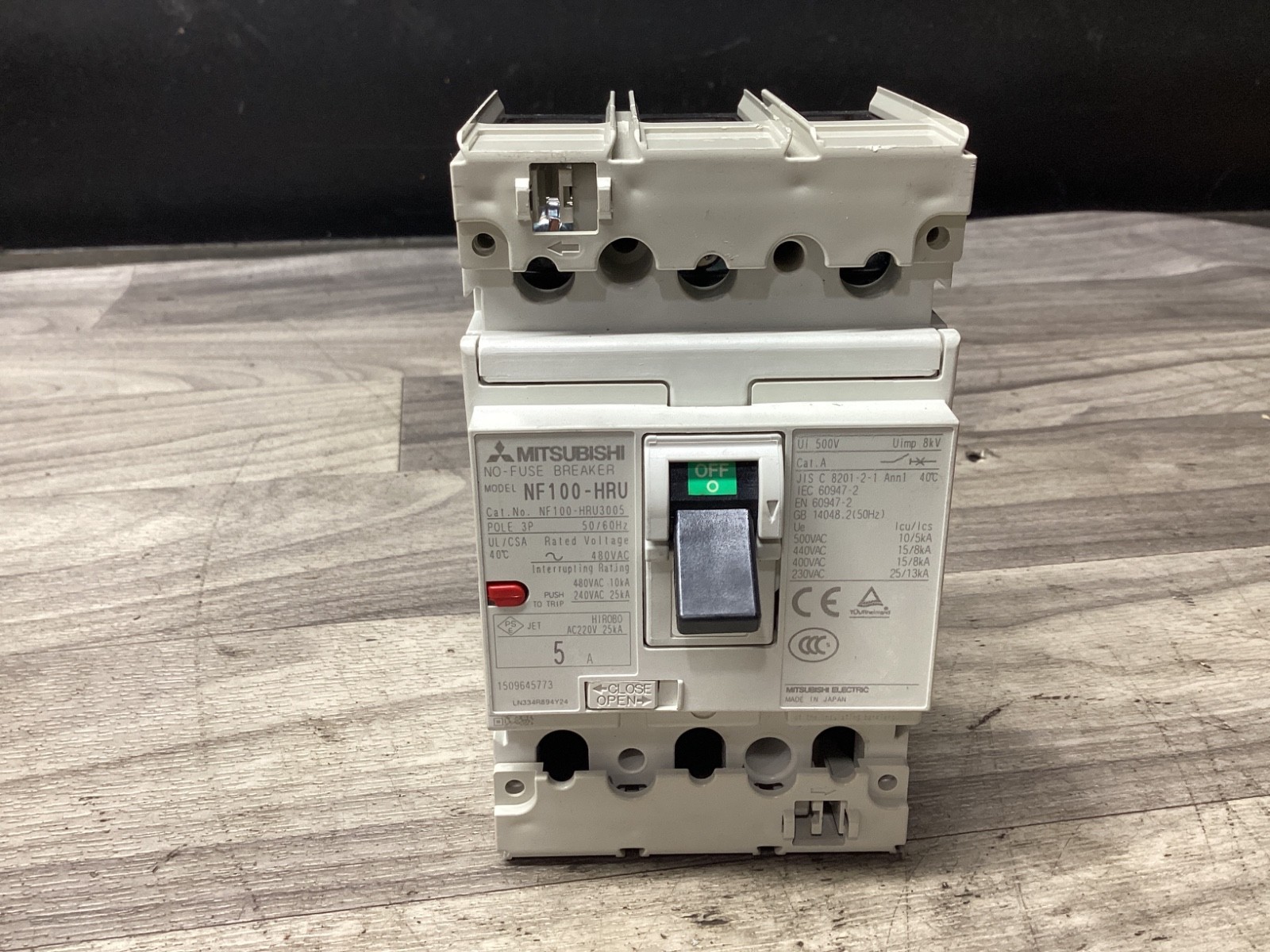 MITSUBISHI NF100-HRU 5 AMP 5A 3-POLE CIRCUIT BREAKER #109A161PR2