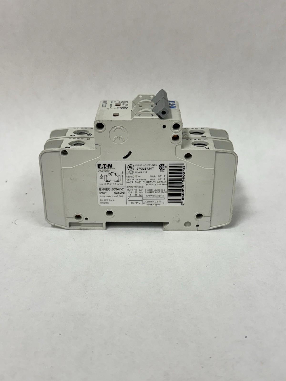 Eaton FAZ-D6/2-NA 277/480 VAC 6A 2-Pole Miniature Circuit Breaker (102184)