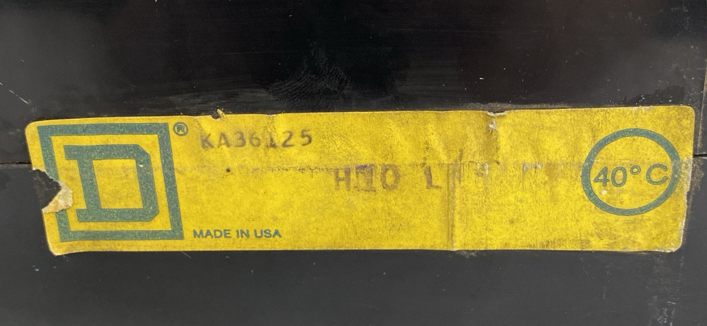 SQUARE D KA36125 125A 3P 600V 22kA Adjust. Trip I-Line Circuit Breaker w/ Lugs