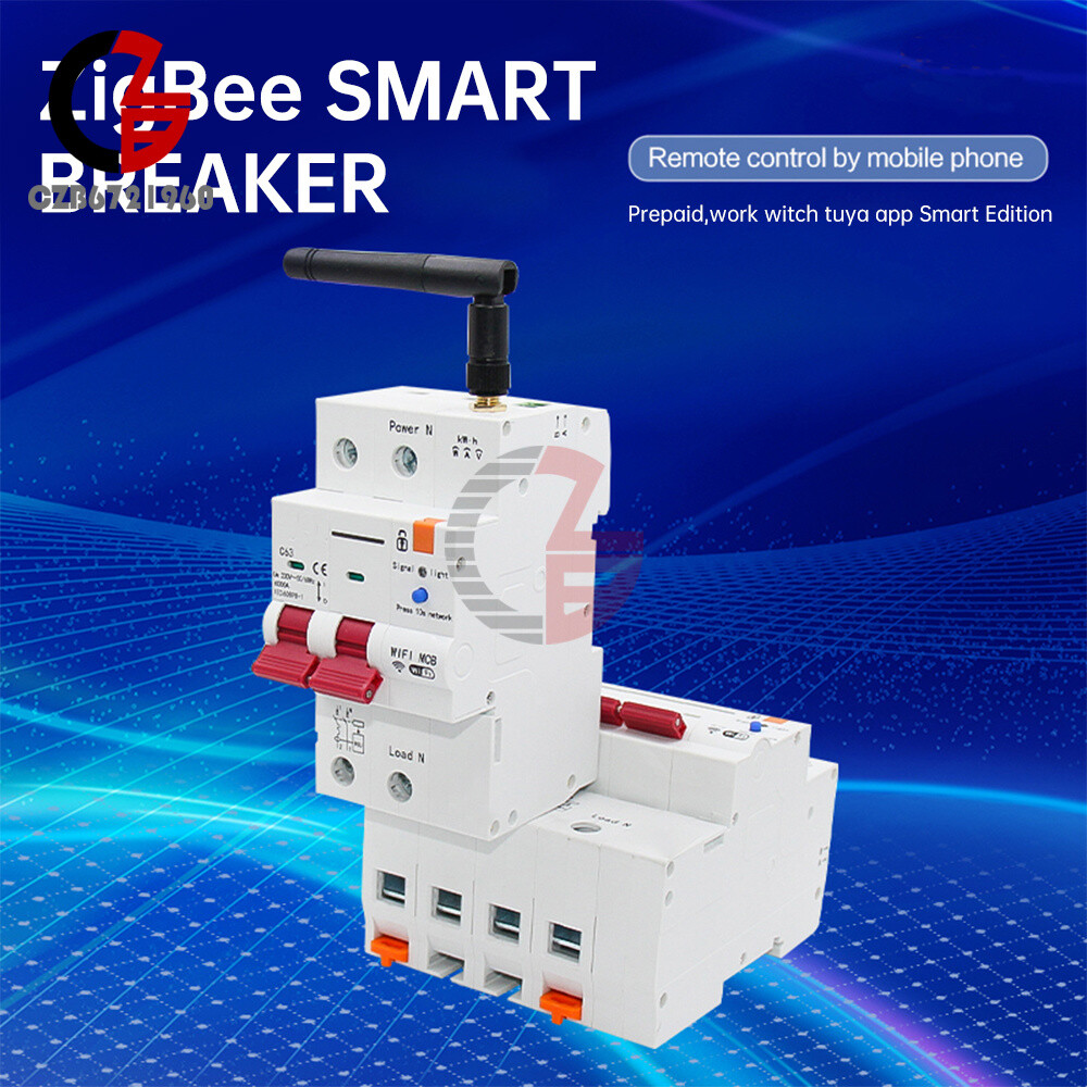Tuya WIFI/Zigbee AC Smart Circuit Breaker Metering Remote Control On-Off Breaker