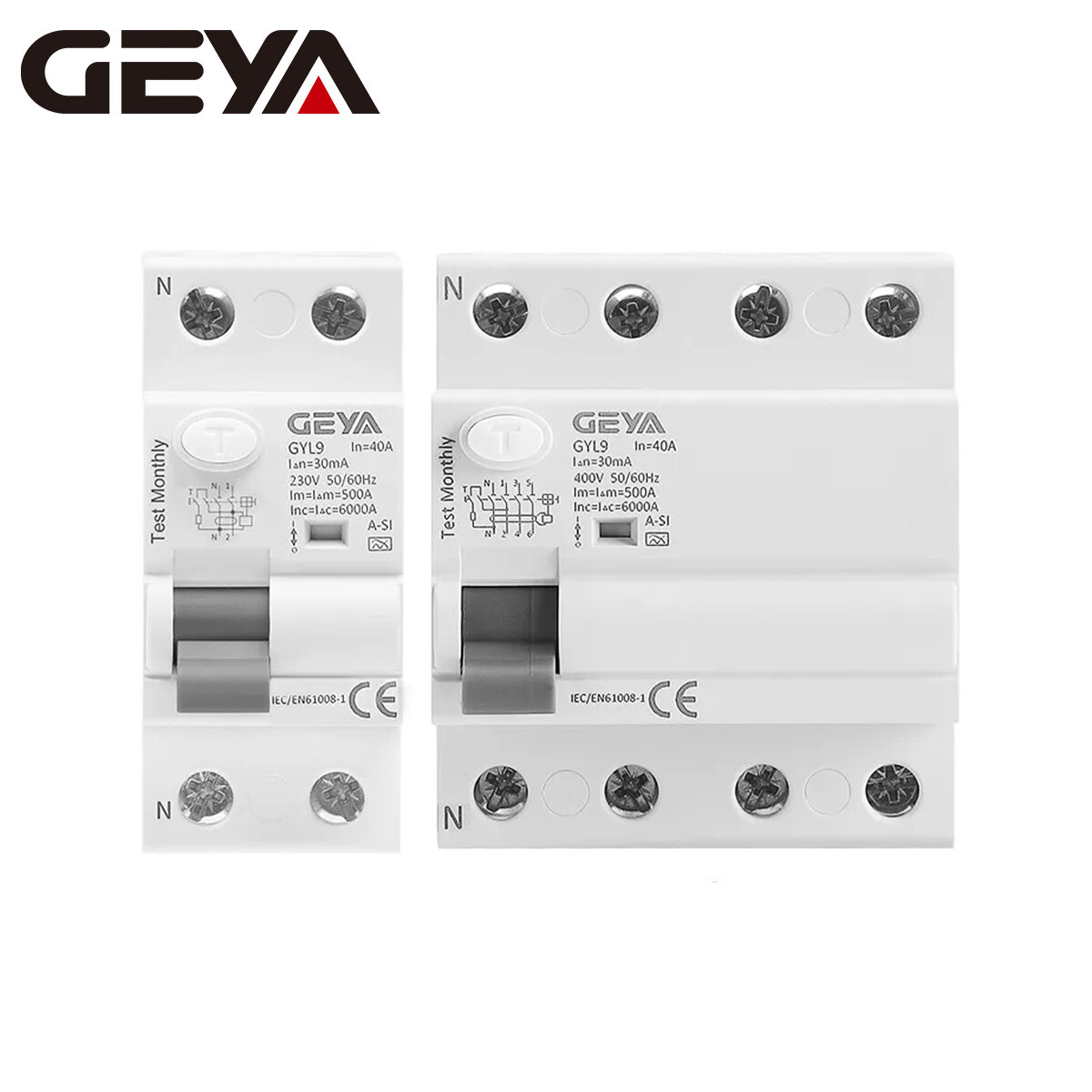 GEYA A-SI Type Super Immunized Circuit Breaker RCCB 2/4Pole 40/63A 30mA