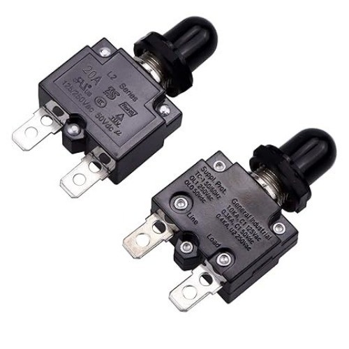 20 Amps Push Button Circuit Breakers, AC 125/250V DC 50V Thermal Ove Size: 20A