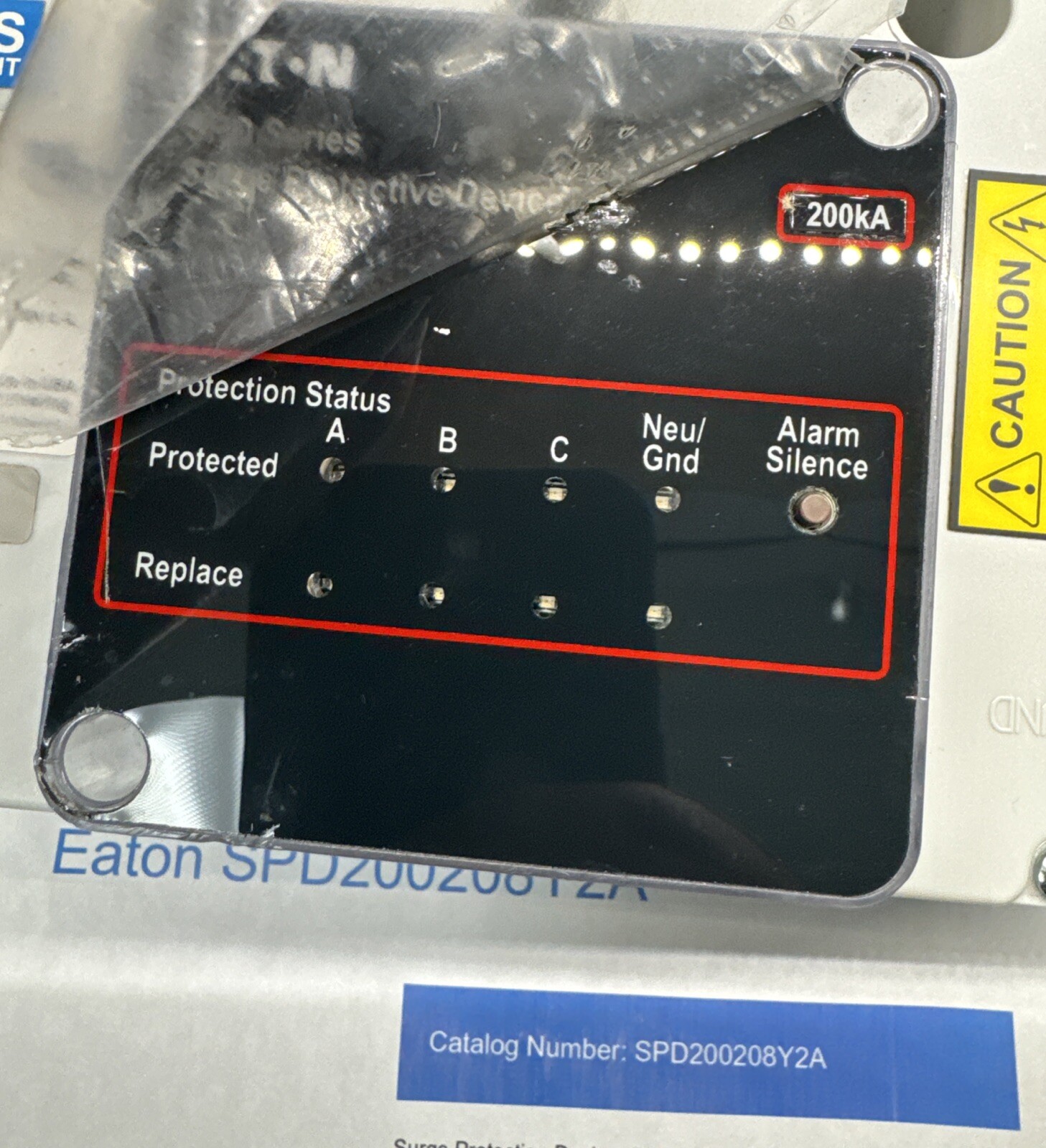 EATON SPD200208Y2A 120/208V 50/60HZ 4 Wire w/Ground 200KA SPD Surge Protective