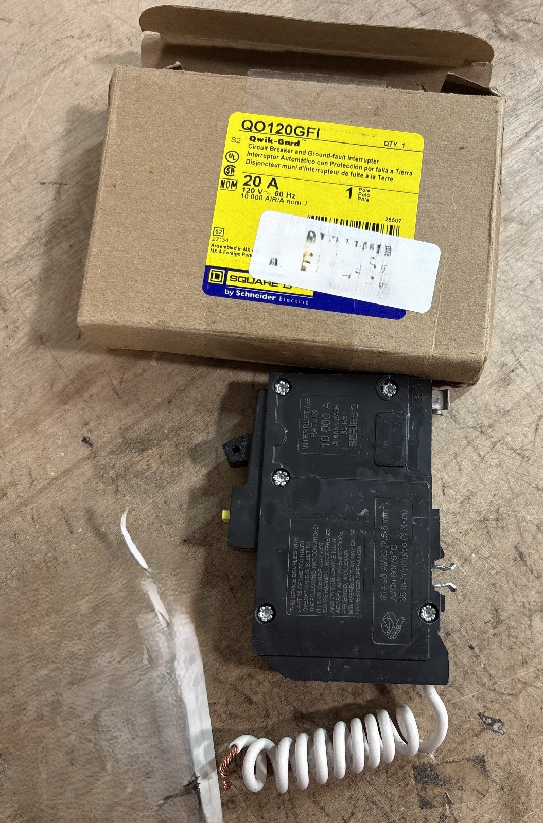 Square D – QO120GFIC QO 20A Single-Pole GFCI Circuit Breaker (Used)